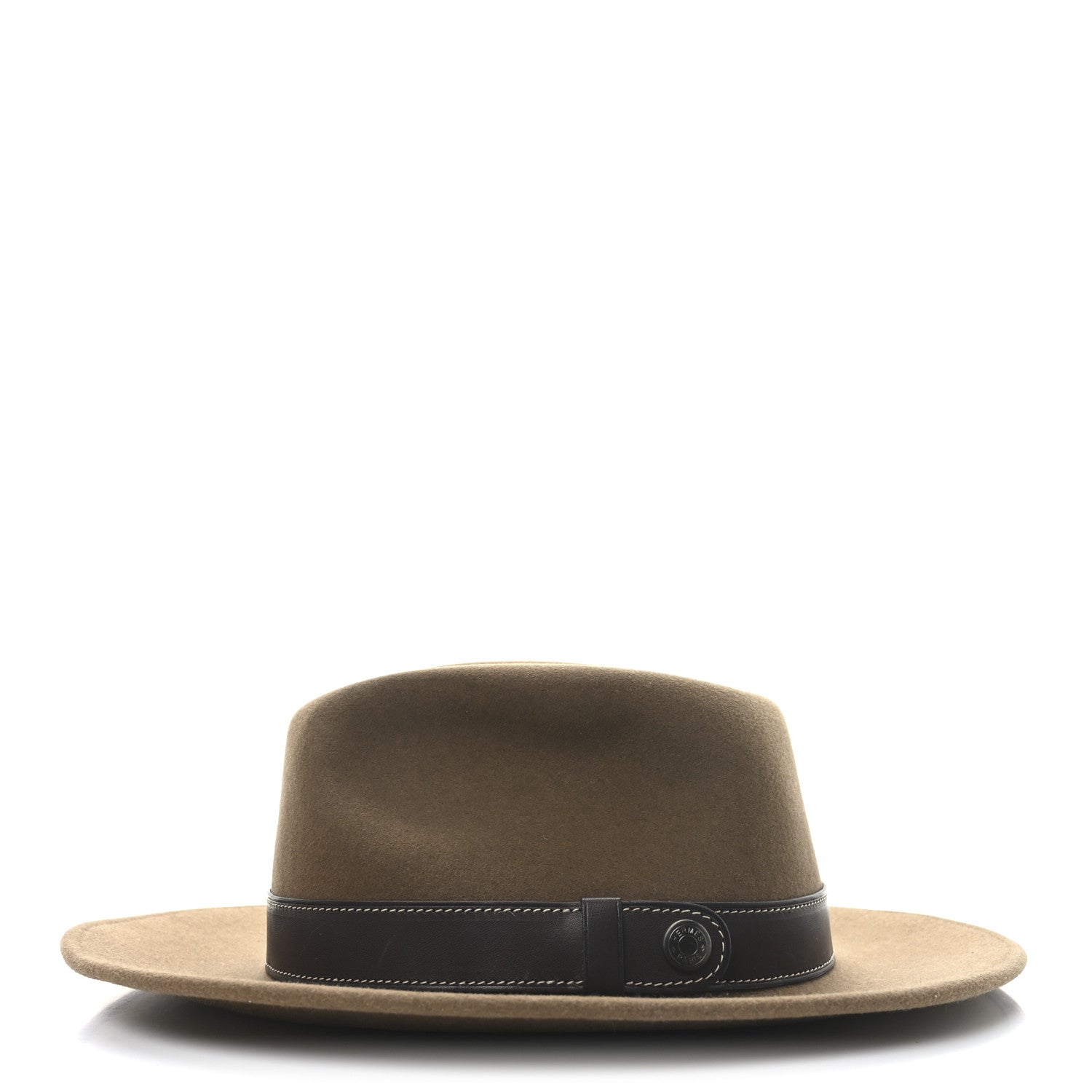 Hermes Felt Calfskin Fedora Hat 57 Brown 4 of 9