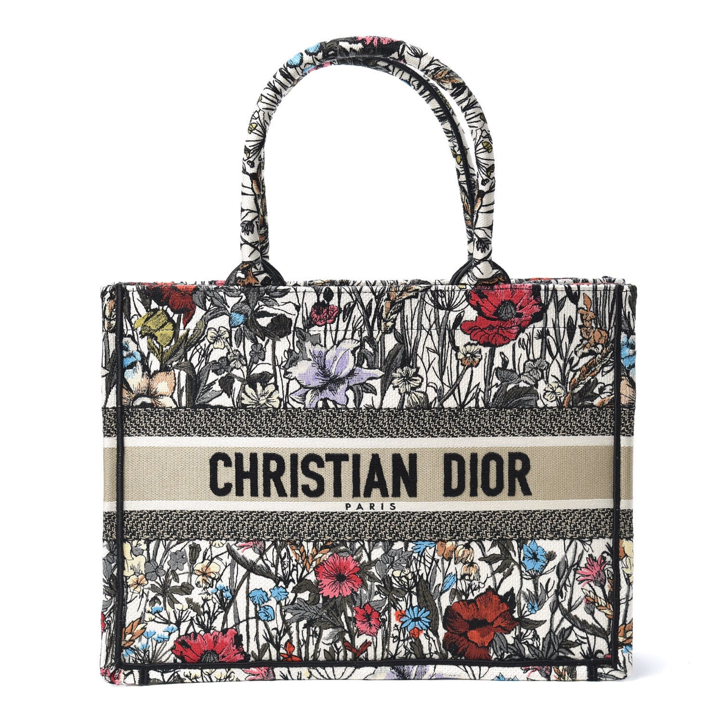 Canvas Embroidered Medium Mille Fleurs Book Tote Multicolor