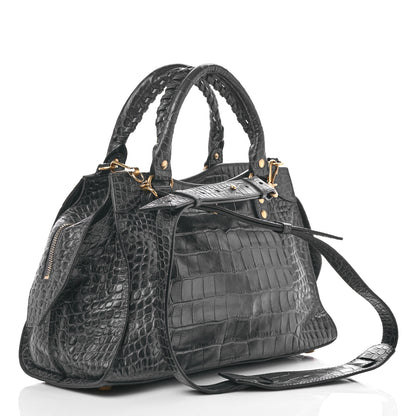 Balenciaga Extra Supple Calfskin Crocodile Embossed Neo Classic Gold Hardware S City Dark Grey 2 of 8