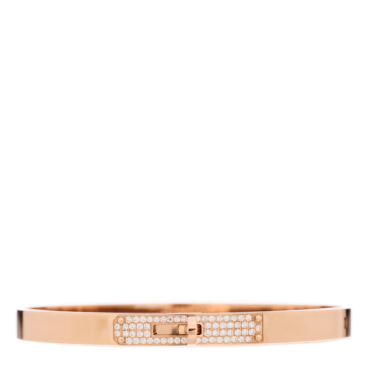 Hermes 18K Rose Gold Diamond PM Kelly Pave Bracelet ST 1 of 4
