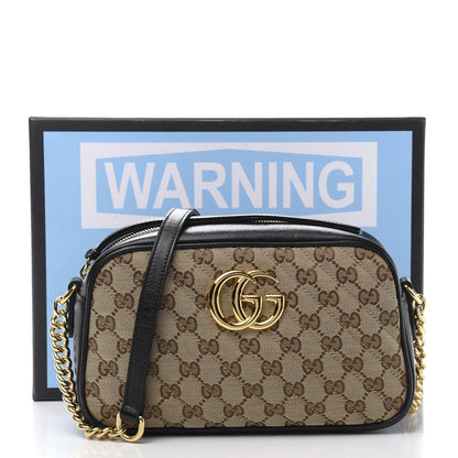 Gucci Monogram Matelasse Diagonal Small GG Marmont Chain Shoulder Bag Beige Black 12 of 12
