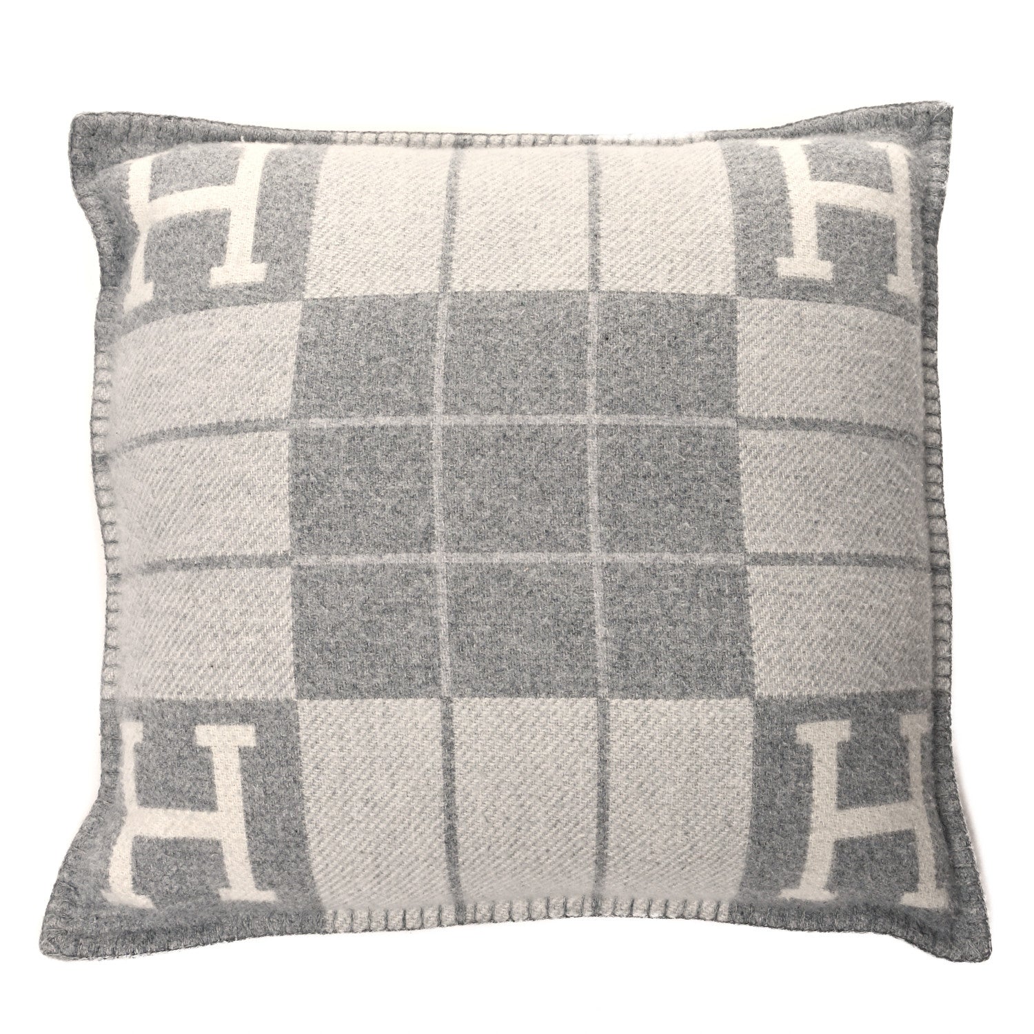 Hermes Wool Cashmere Avalon III Pillow PM Ecru Gris Clair 1 of 3