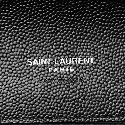 Saint Laurent Grain De Poudre Matelasse Chevron Monogram Envelope Clutch Black 6 of 10