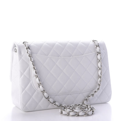 Chanel Caviar Quilted Jumbo Double Flap White 3 of 9