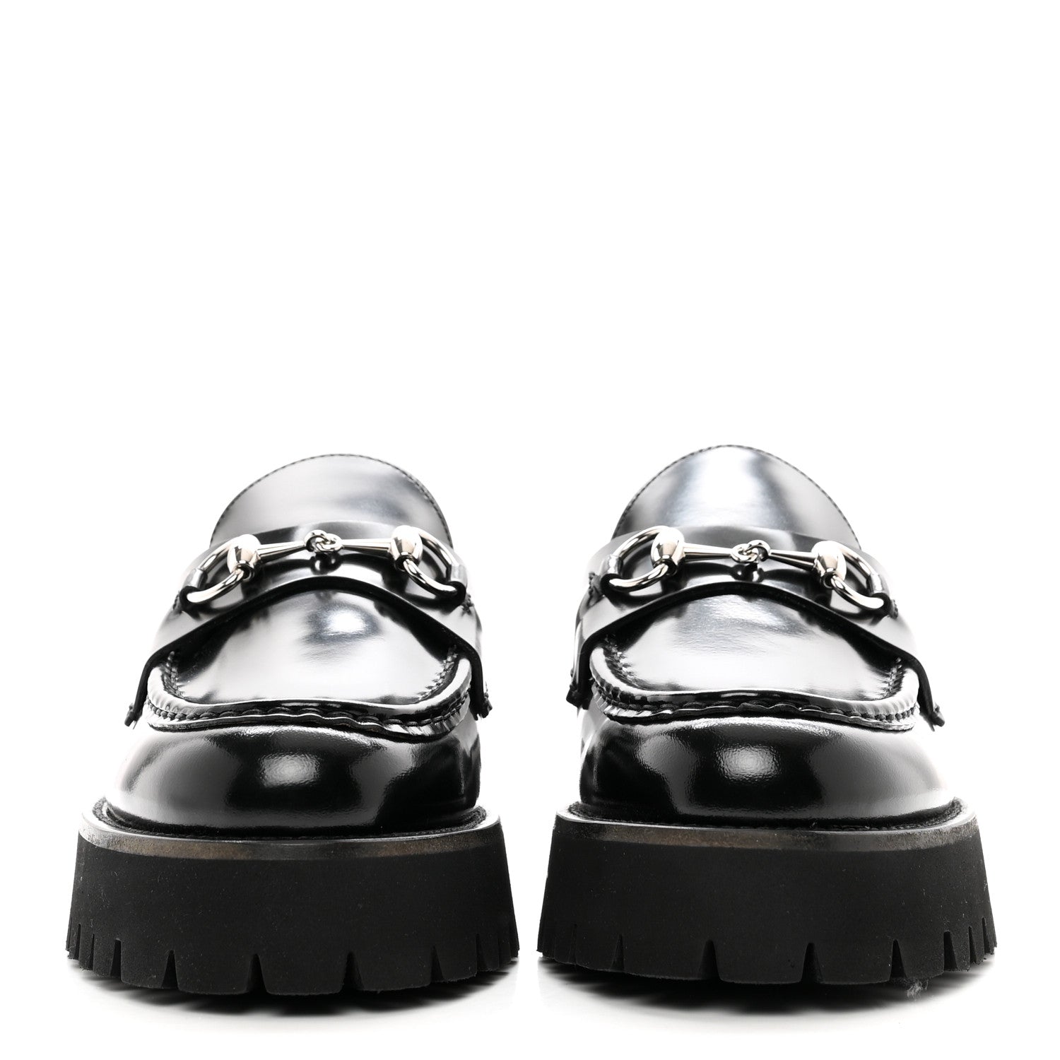Gucci Cordovan Lux Womens Horsebit 45mm Platform Loafers 41 Black 2 of 9