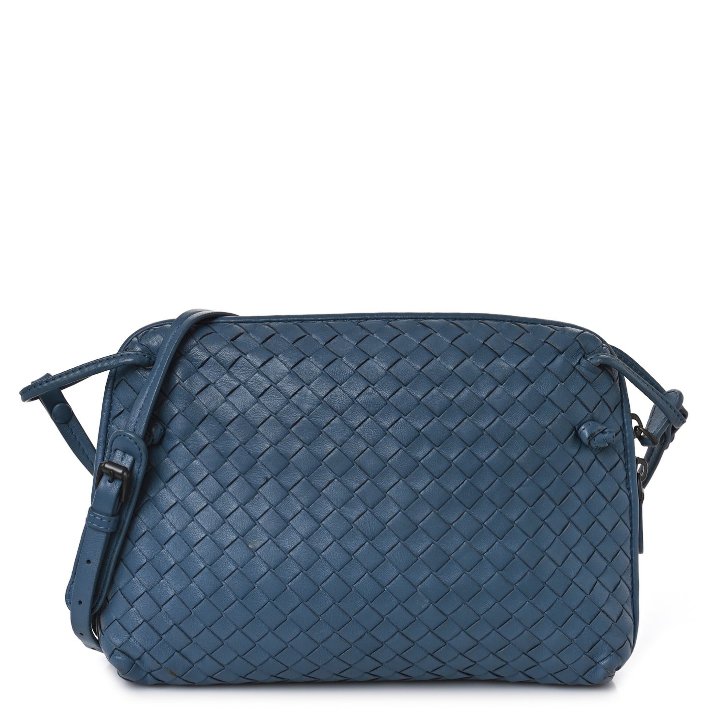 Nappa Intrecciato Nodini Crossbody Messenger Blue