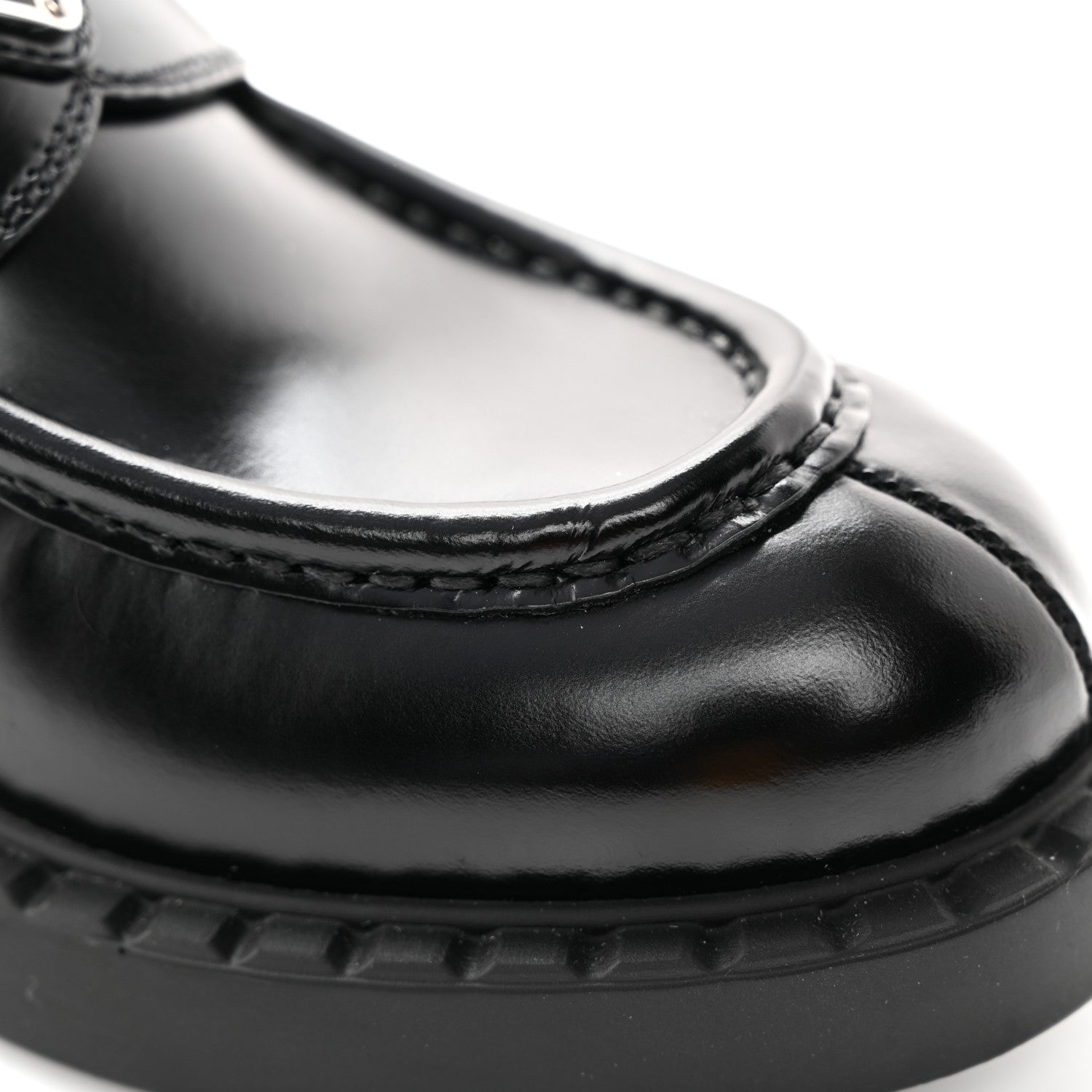 Prada Spazzolato Metal Triangle Logo 50mm Loafers 37.5 Black 11 of 12
