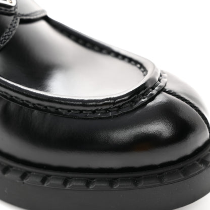 Prada Spazzolato Metal Triangle Logo 50mm Loafers 37.5 Black 11 of 12