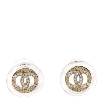 Chanel Pearl Crystal CC Round Earrings Gold 1 of 5