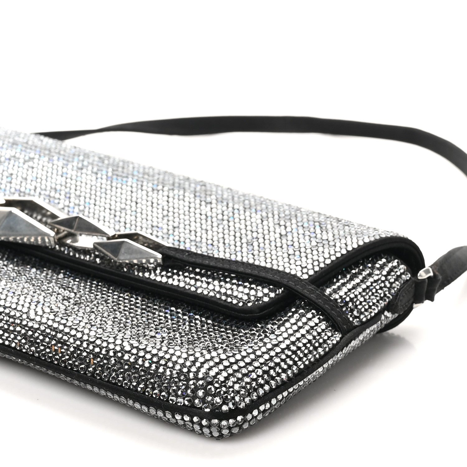 Jimmy Choo Suede Crystal East West Shoulder Bag Black 9 of 10