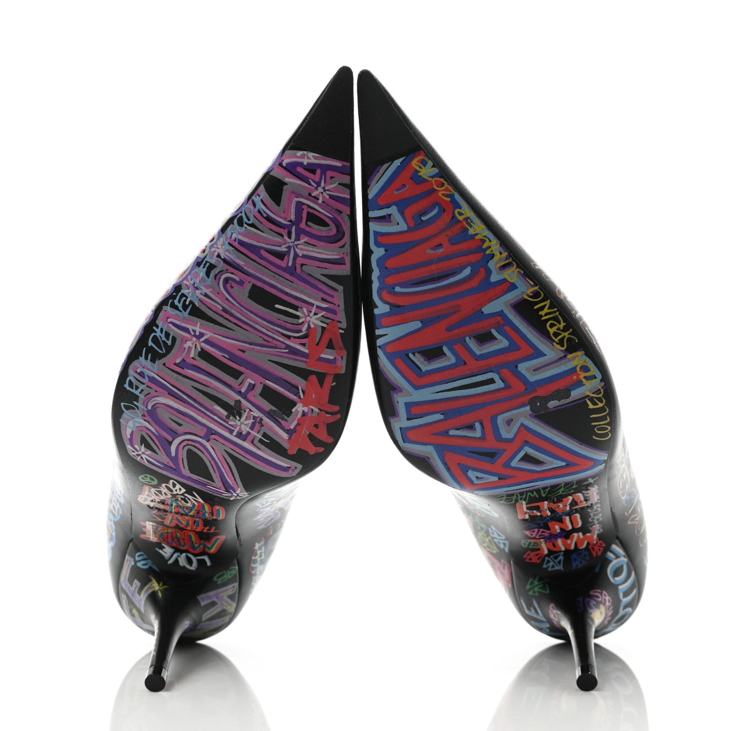 Chevre Classic Graffiti Knife Pointed 80mm Pumps 37 Black Multicolor