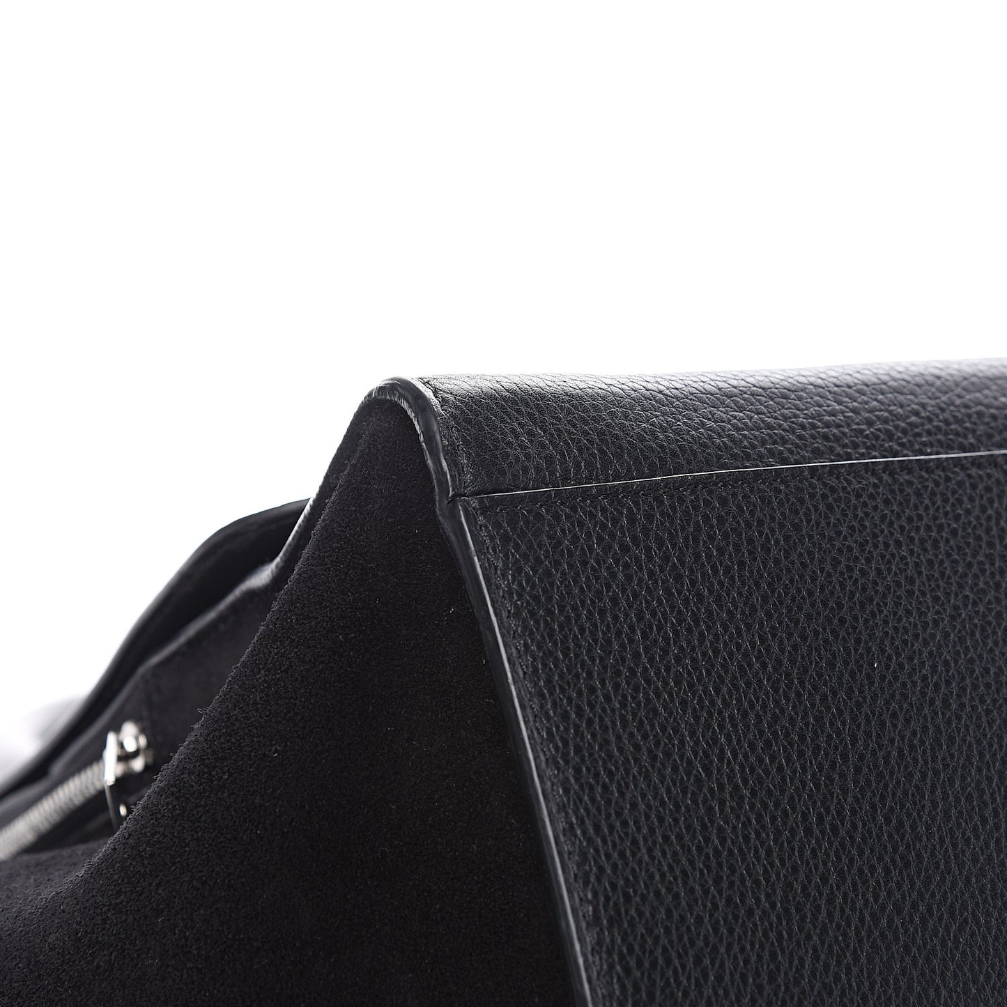 Drummed Calfskin Suede Double Zip Trapeze Black