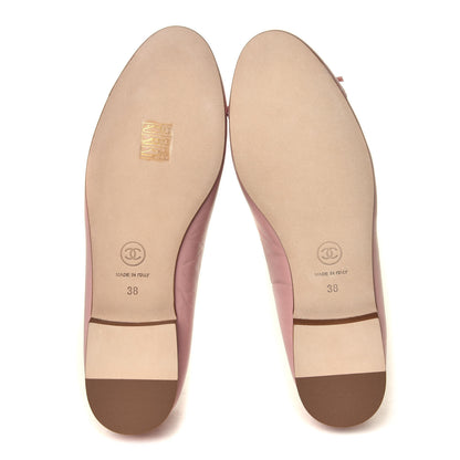 Chanel Crumpled Calfskin Cap Toe CC Ballerina Flats 39 Powder Pink 11 of 12