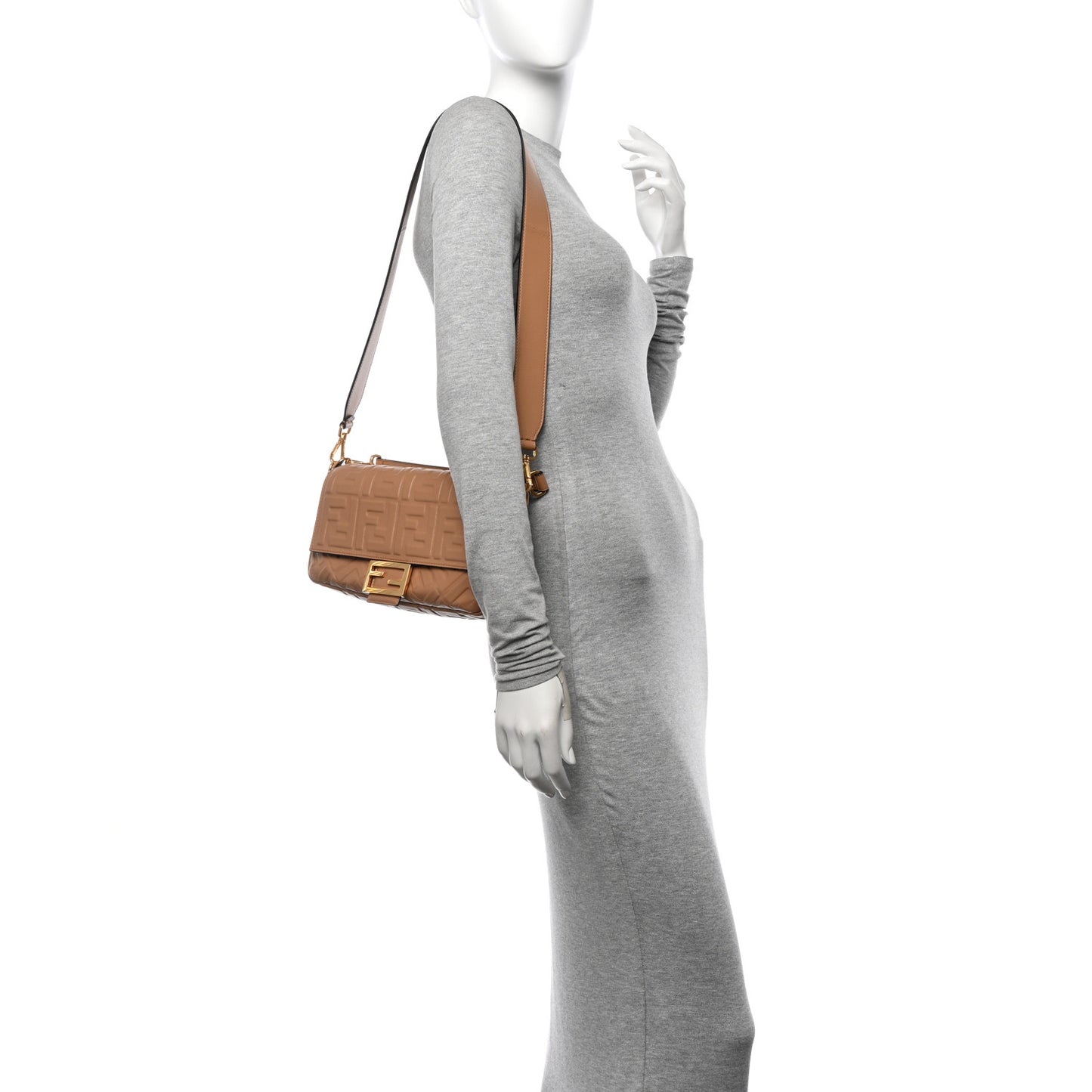 Nappa FF 1974 Embossed Baguette Miele Scuro