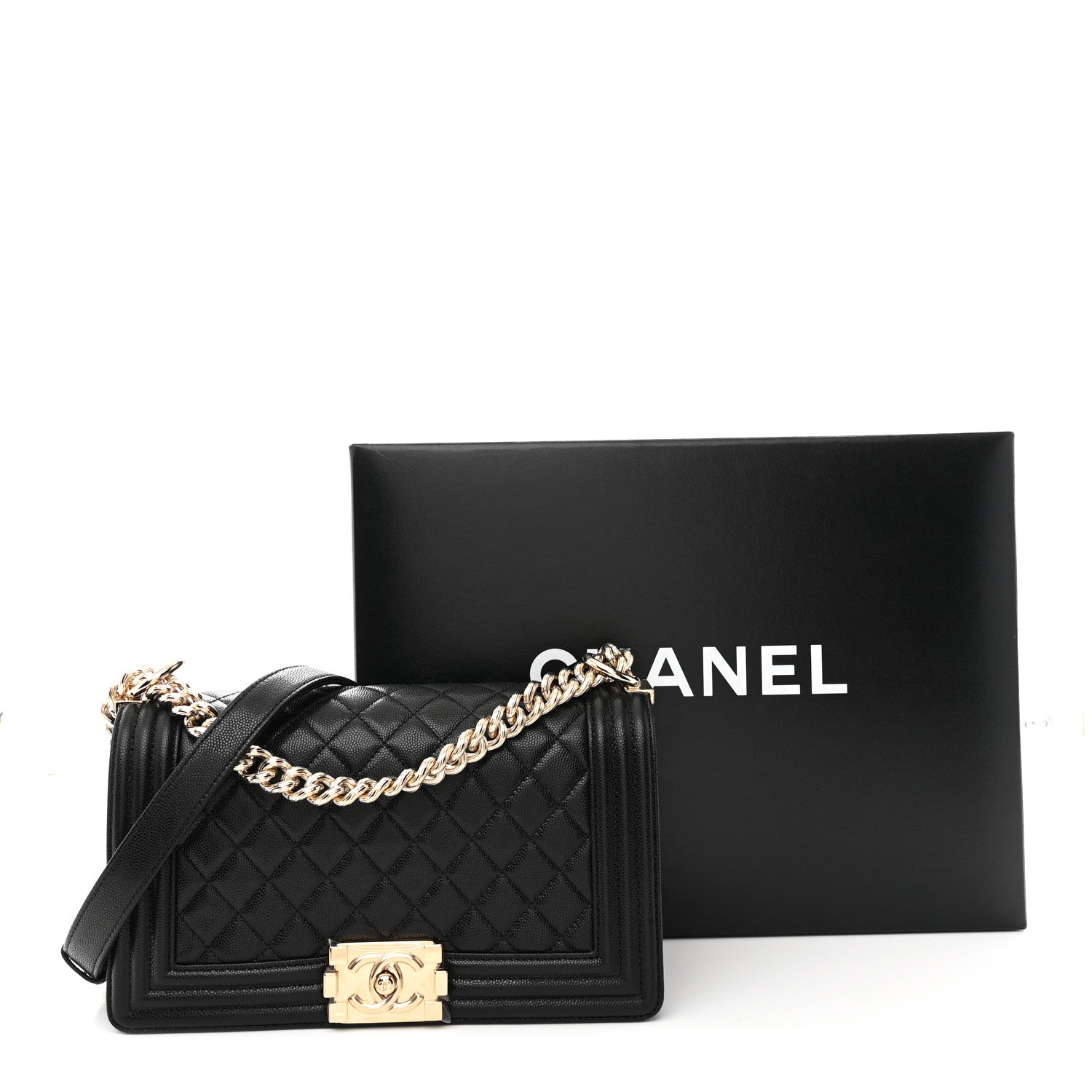 Chanel Caviar Quilted Medium Boy Flap Black 11 of 11