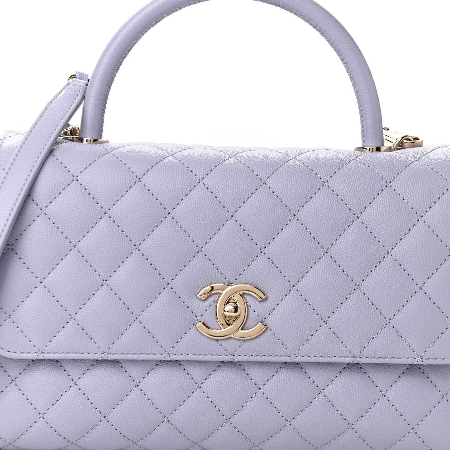 Caviar Quilted Small Coco Handle Flap Light Purple
