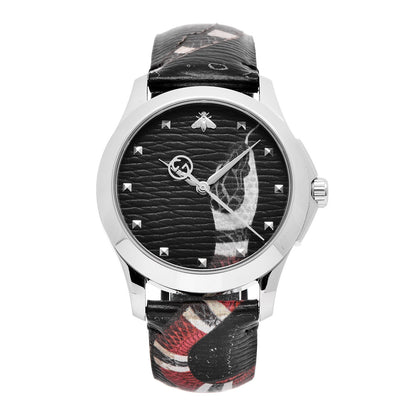 Gucci Stainless Steel Calfskin 38mm Le Marche Des Merveilles Snake Quartz Watch Black 1 of 11
