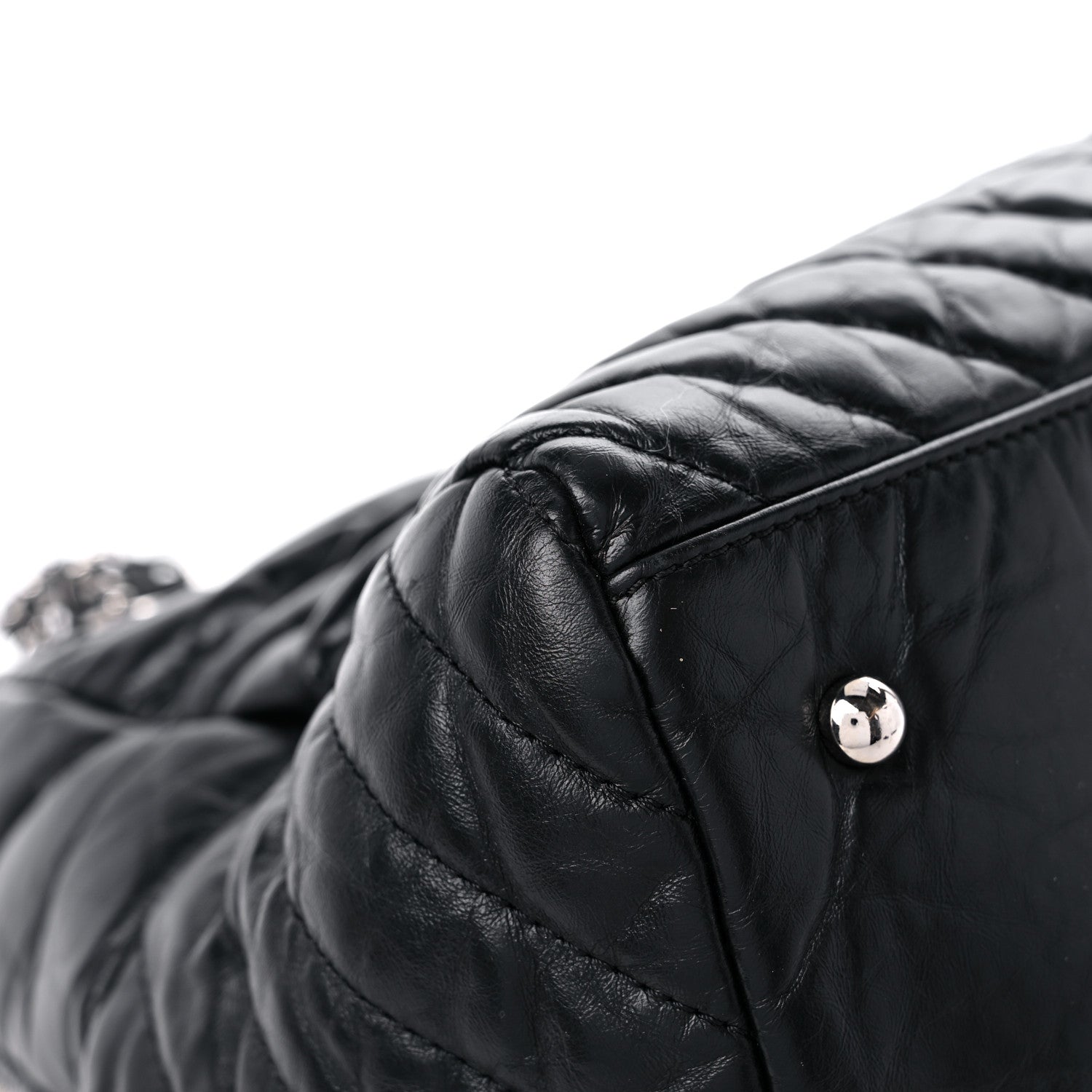 Chanel Aged Calfskin Chevron Medium Soft Bowling Bag Black 10 of 18