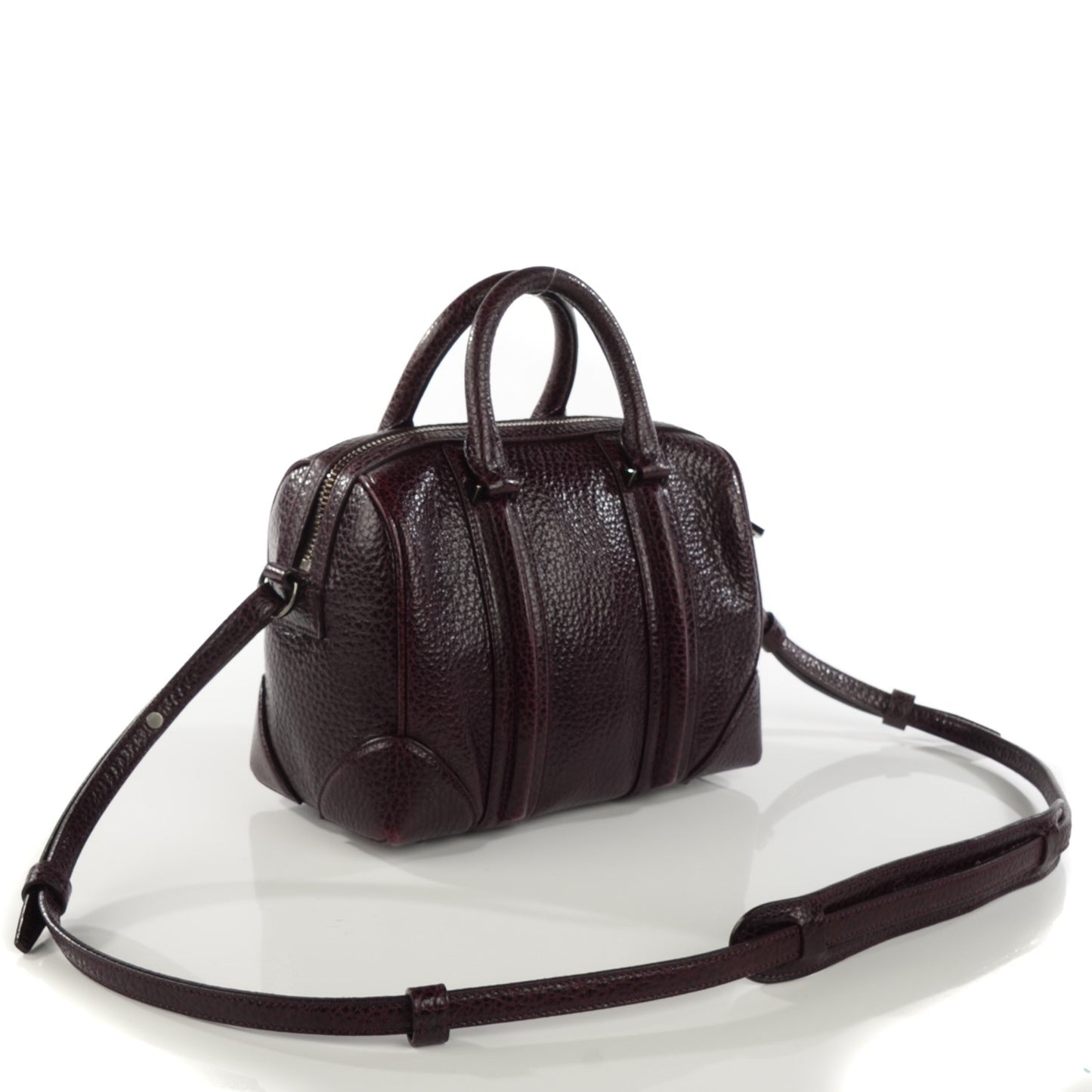 Glazed Pebbled Calfskin Mini Lucrezia Aubergine