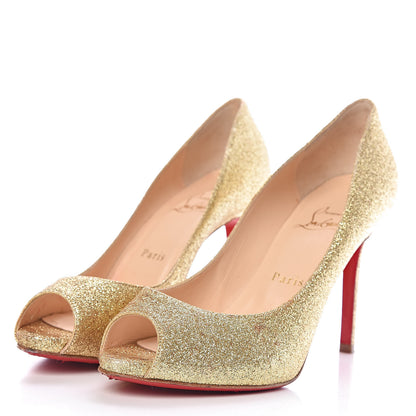 Christian Louboutin Mini Glitter Flo 100 Pumps 37.5 Gold 3 of 13