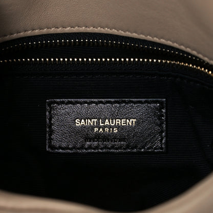 Saint Laurent Lambskin Quilted Toy Loulou Puffer Monogram Chain Satchel Dark Beige 7 of 11