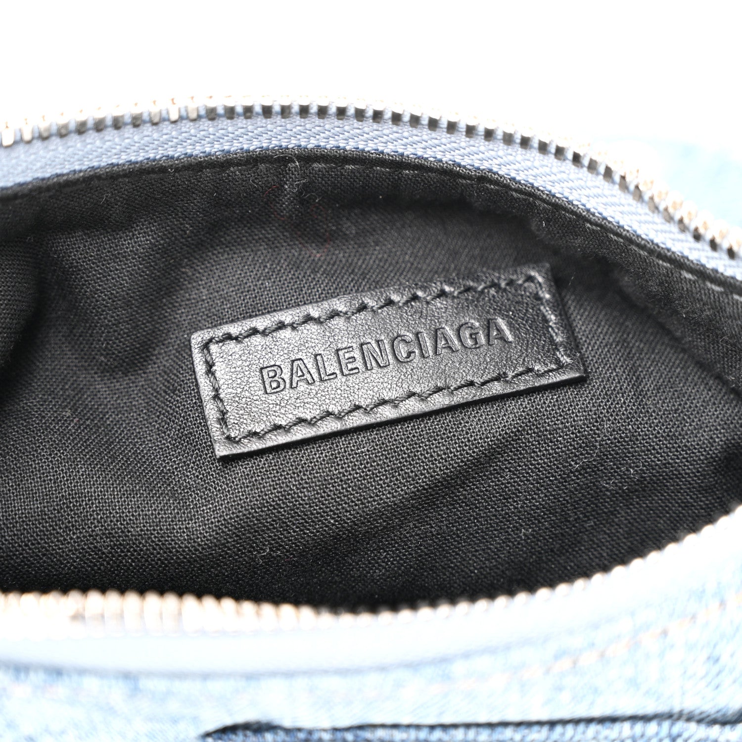 Balenciaga Washed Frayed Denim Crystal Small Le Cagole Shoulder Bag XS Blue 7 of 11