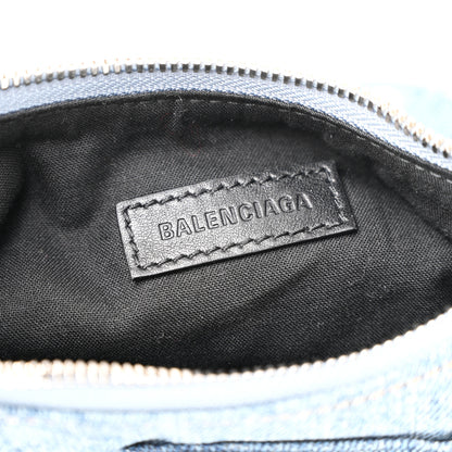 Balenciaga Washed Frayed Denim Crystal Small Le Cagole Shoulder Bag XS Blue 7 of 11