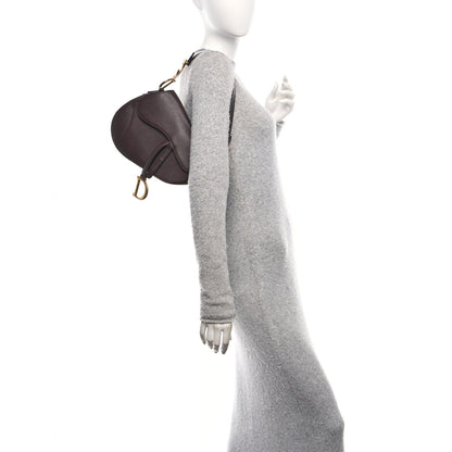 Christian Dior Grained Calfskin Saddle Bag Burgundy 3 of 13