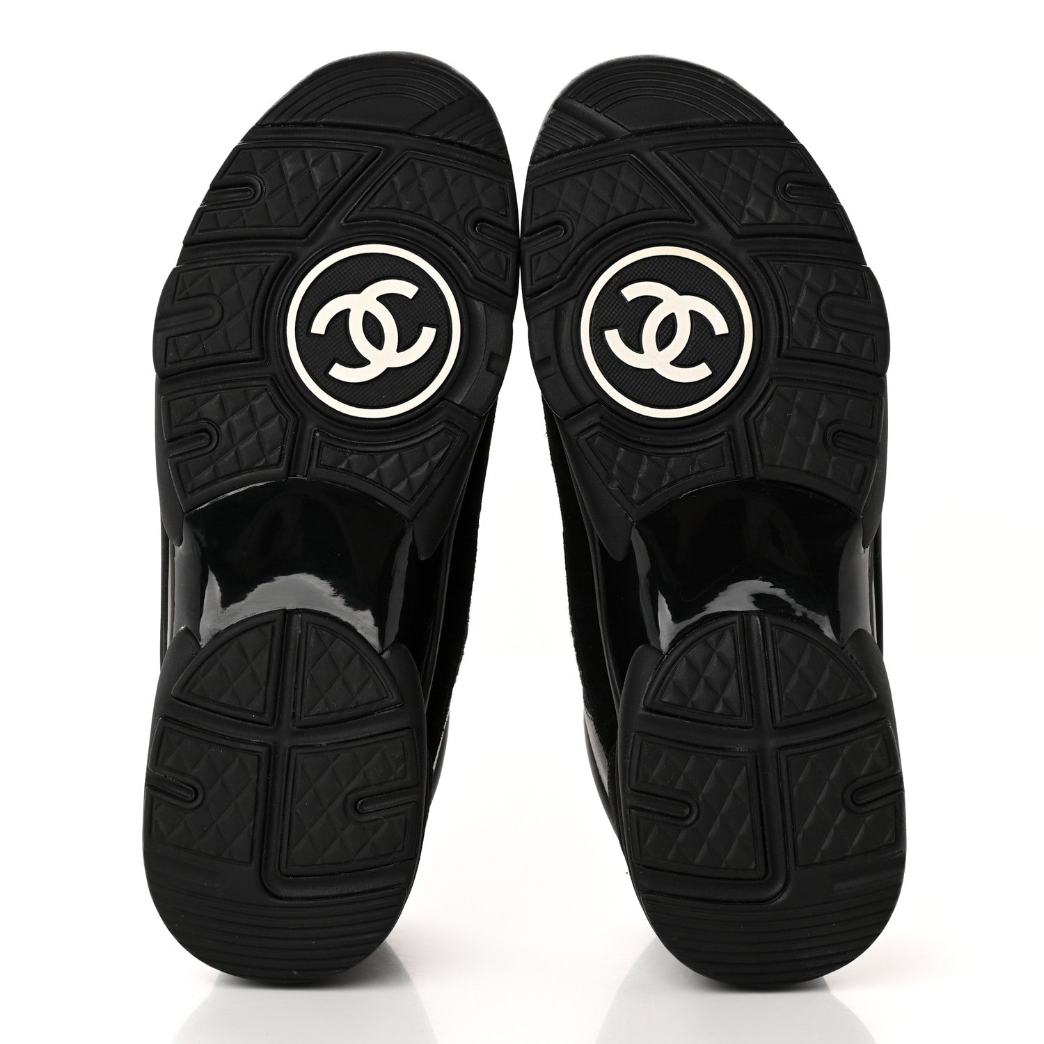Chanel Velour Tweed CC Sneakers 40 Black Gold 5 of 14