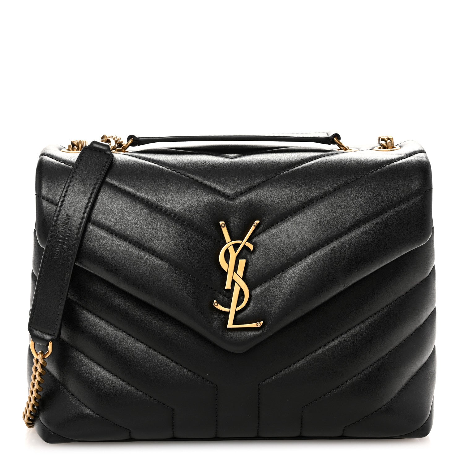 Saint Laurent Calfskin Y Quilted Monogram Small Loulou Chain Satchel Black 1 of 12