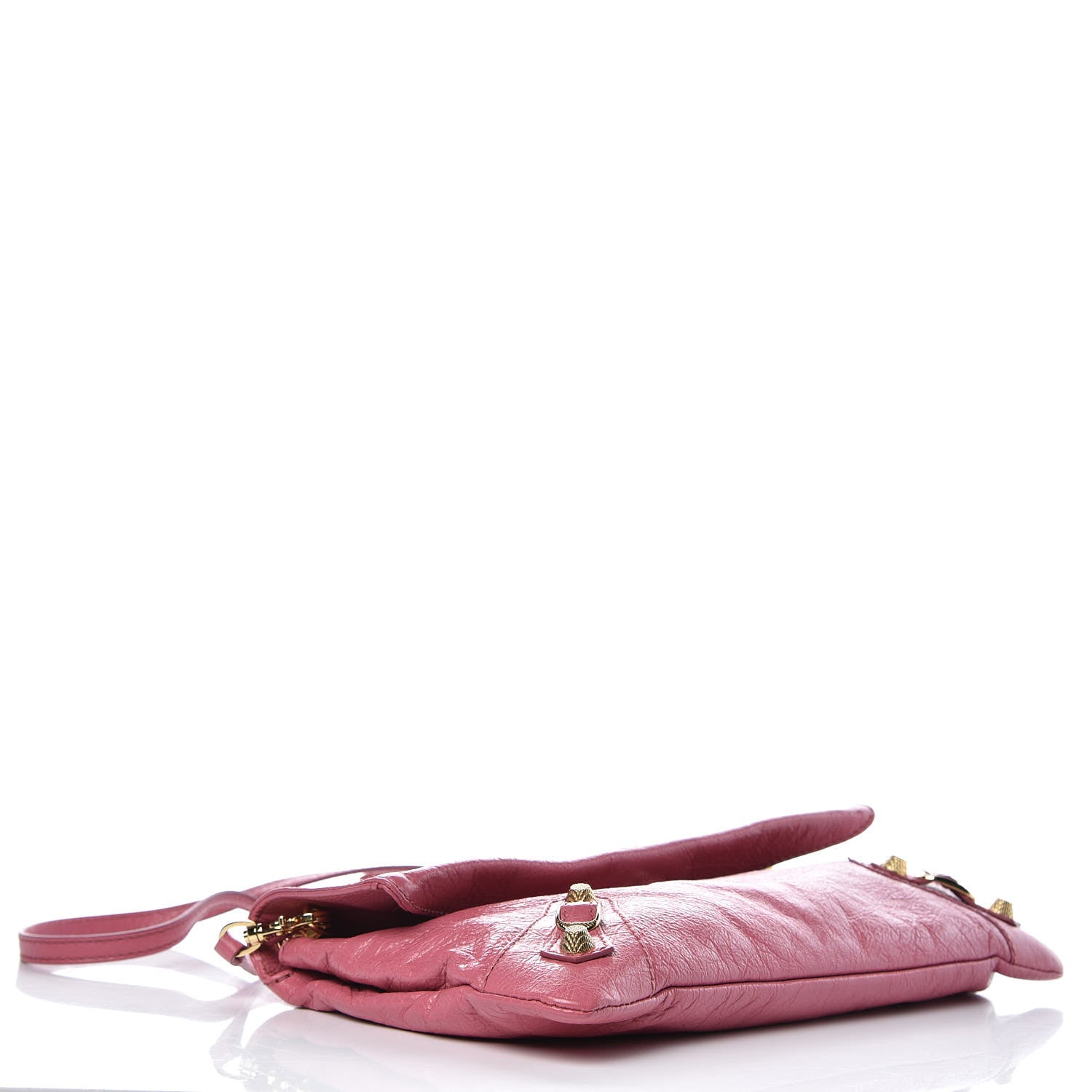 Balenciaga Agneau Giant 12 Gold Hardware Envelope Strap Clutch Rose Hortensia 4 of 8
