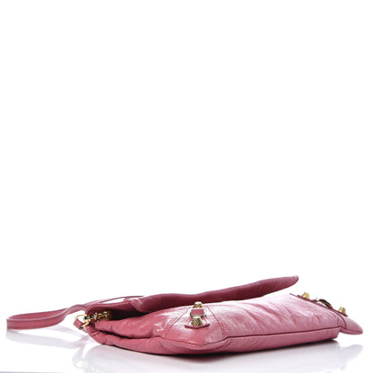 Balenciaga Agneau Giant 12 Gold Hardware Envelope Strap Clutch Rose Hortensia 4 of 8