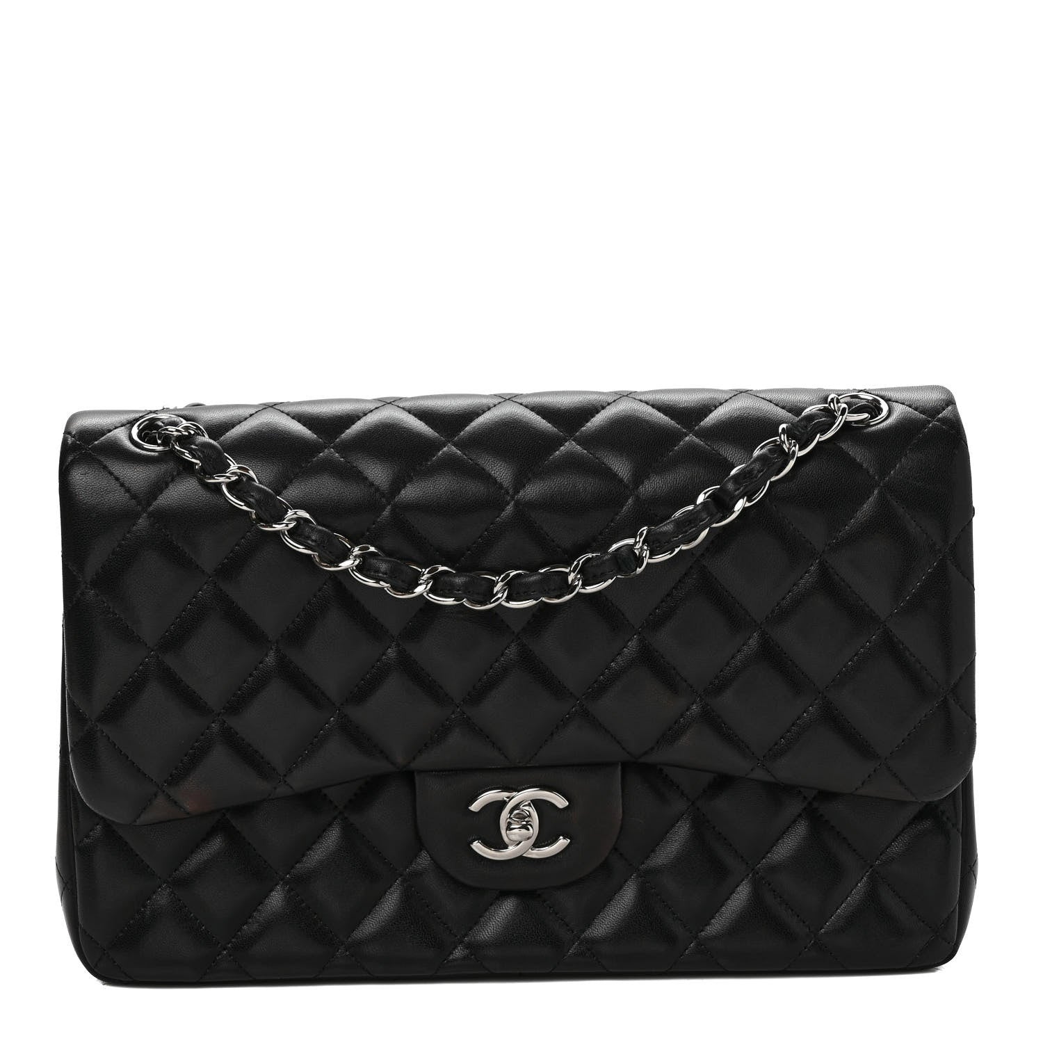Chanel Lambskin Quilted Jumbo Double Flap Black 1 of 9