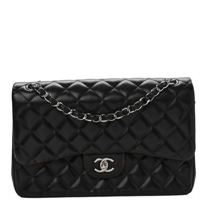 Chanel Lambskin Quilted Jumbo Double Flap Black 1 of 9