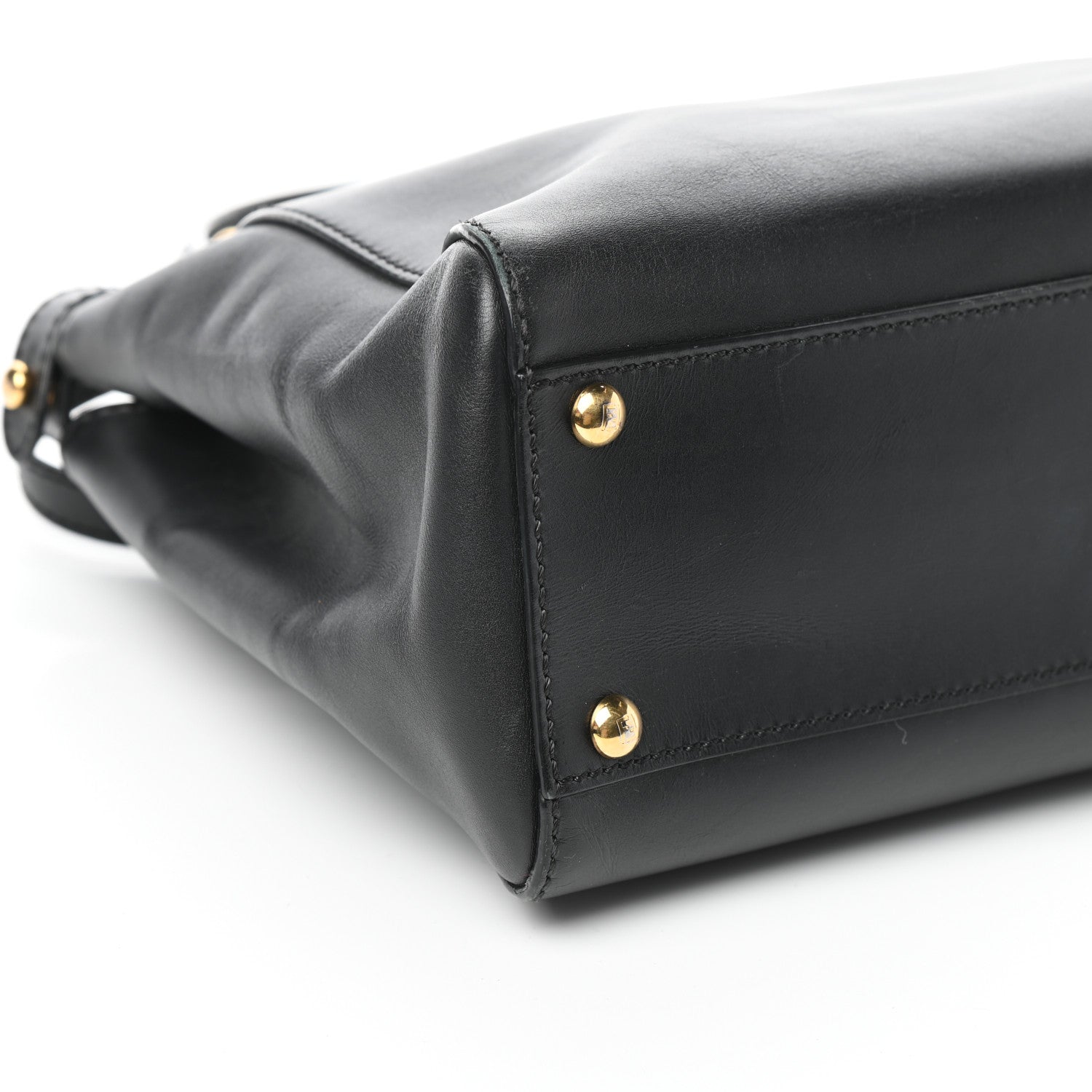 Fendi Vitello Morgan Shiny Nappa Medium Peekaboo Iconic Satchel Black 9 of 10