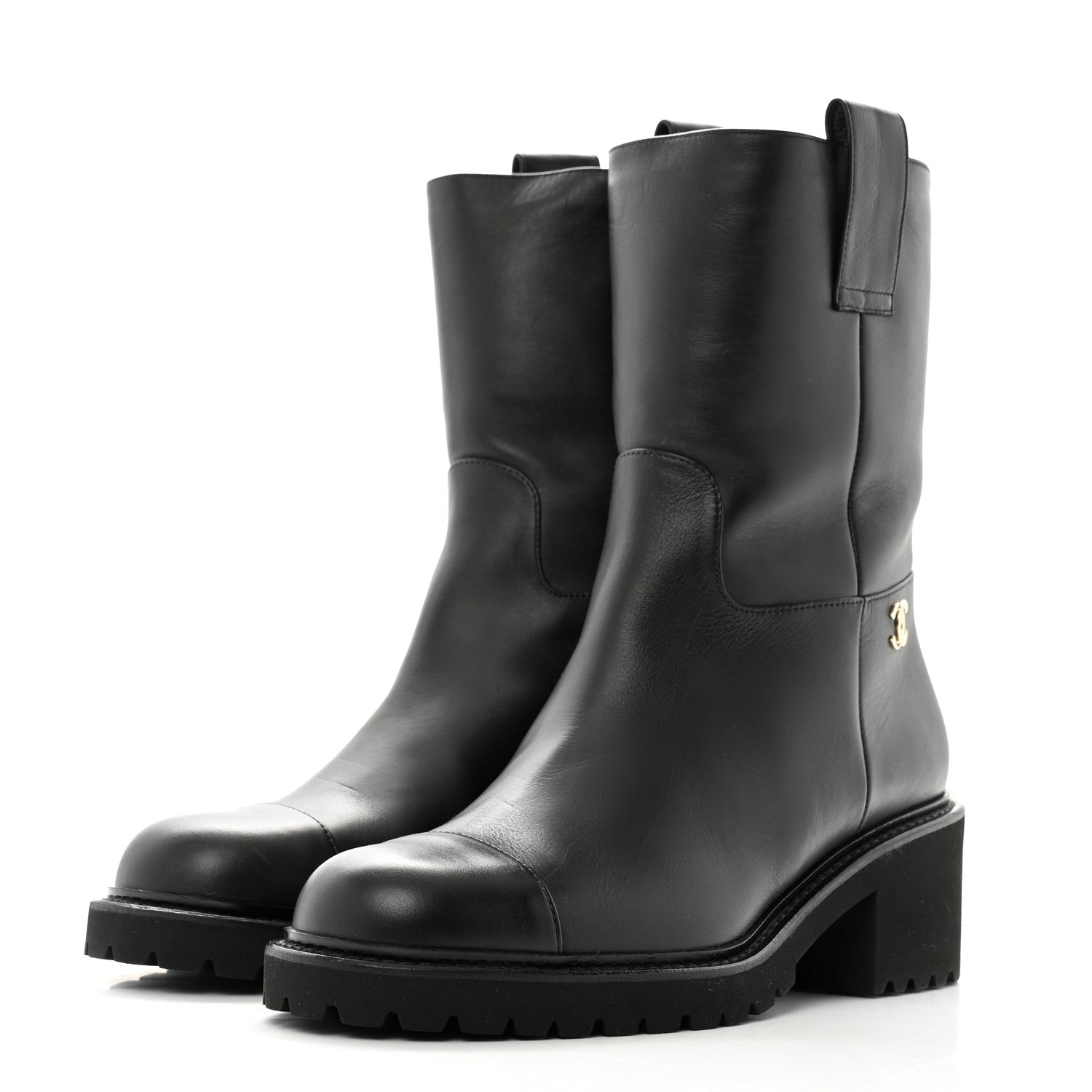 Chanel Calfskin CC Ankle Boots 38 Black 4 of 10