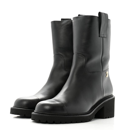 Chanel Calfskin CC Ankle Boots 38 Black 4 of 10
