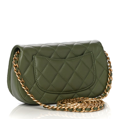 Chanel Calfskin Quilted Coco Mail Clutch With Chain Green 4 of 14