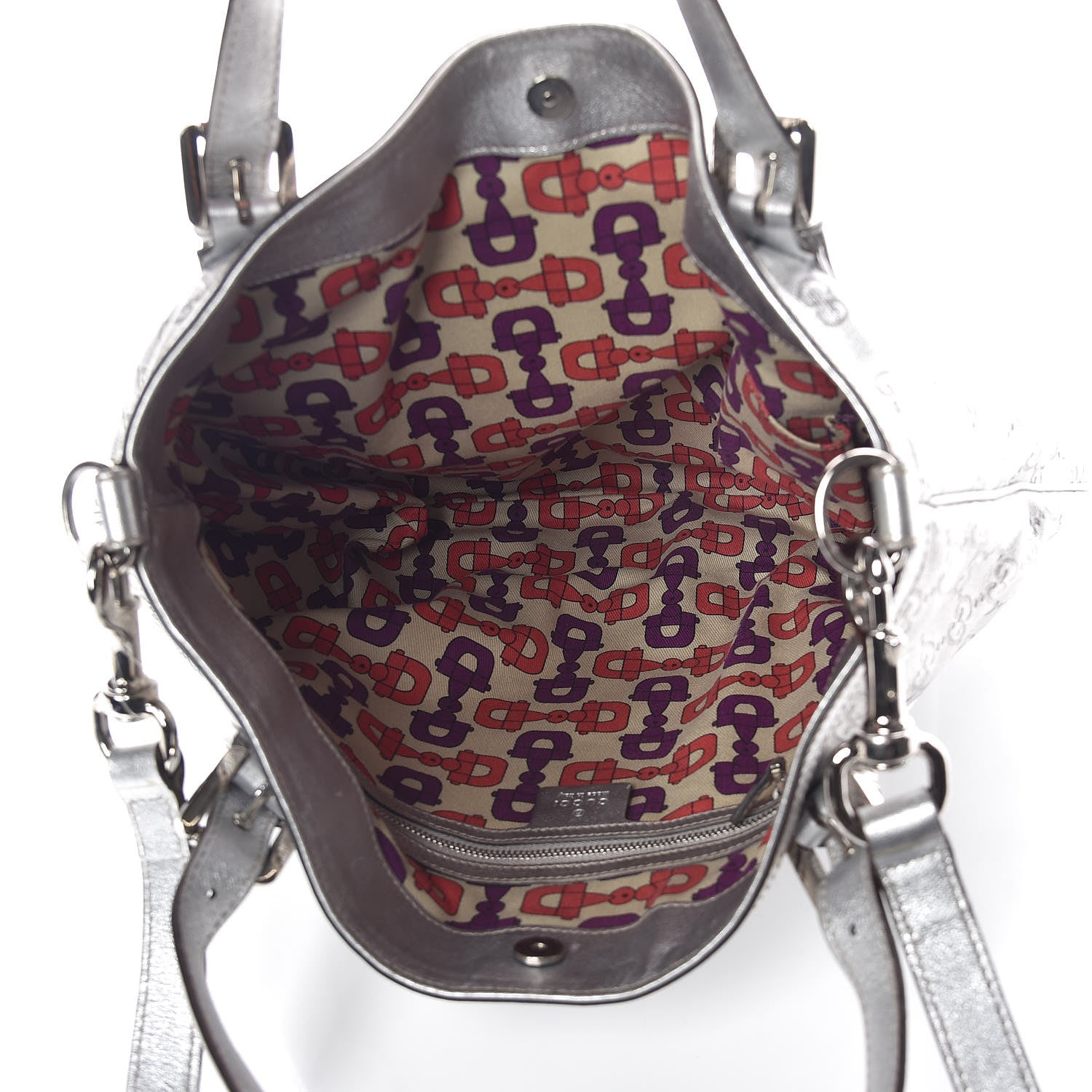 Gucci Metallic Guccissima Medium Britt Tote Silver 5 of 9