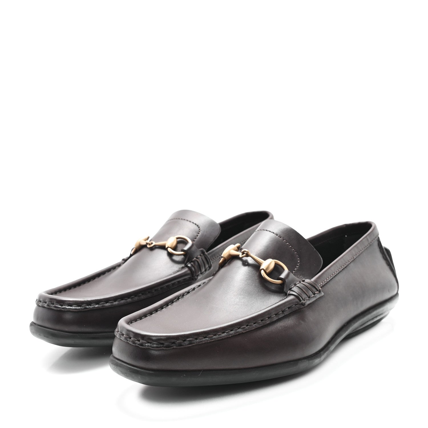 Gucci Calfskin Mens Horsebit Driver Loafers 9 Brown 4 of 9