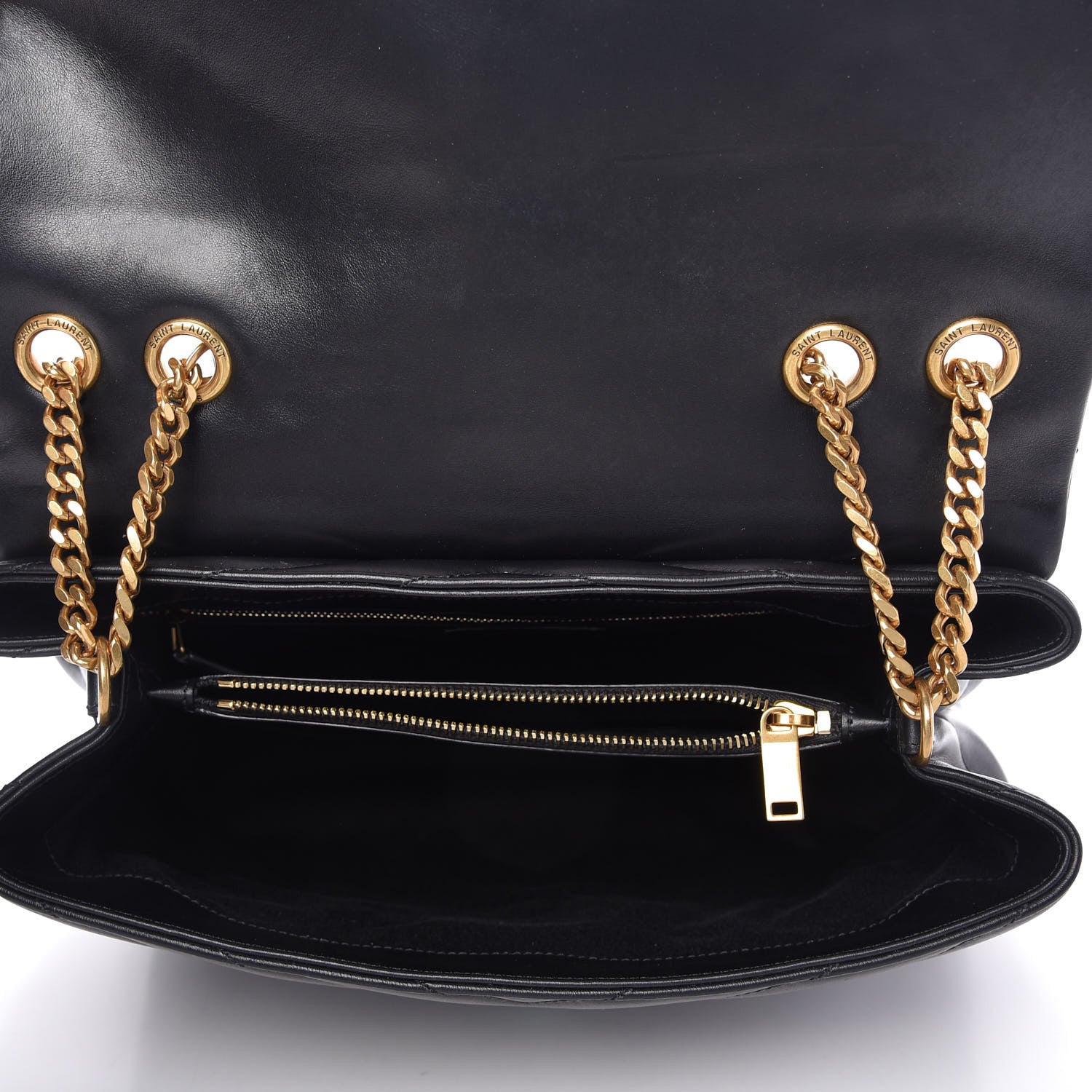 Saint Laurent Calfskin Y Quilted Monogram Medium Loulou Chain Satchel Black 5 of 9