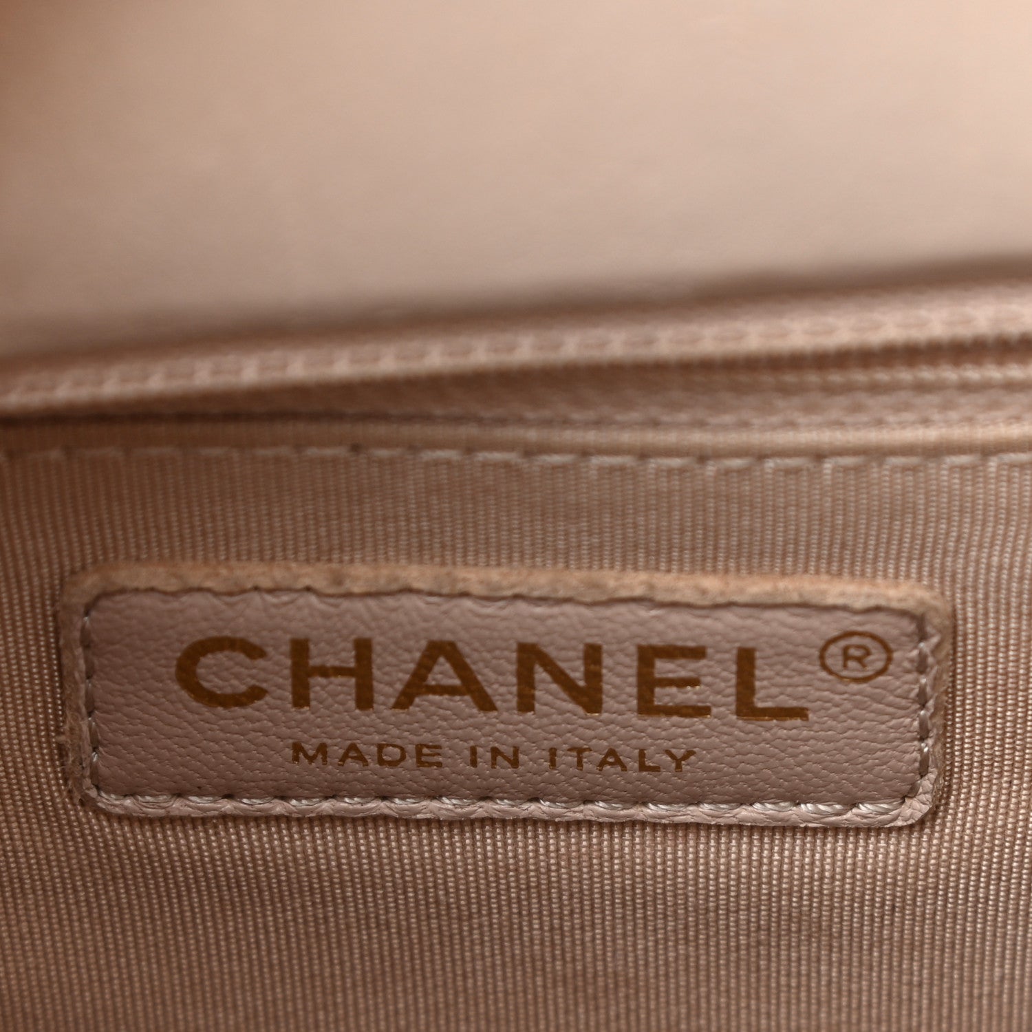 Chanel Grained Calfskin Stitched Small Label Click Shopper Tote Light Beige 6 of 12