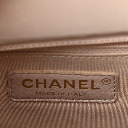 Chanel Grained Calfskin Stitched Small Label Click Shopper Tote Light Beige 6 of 12