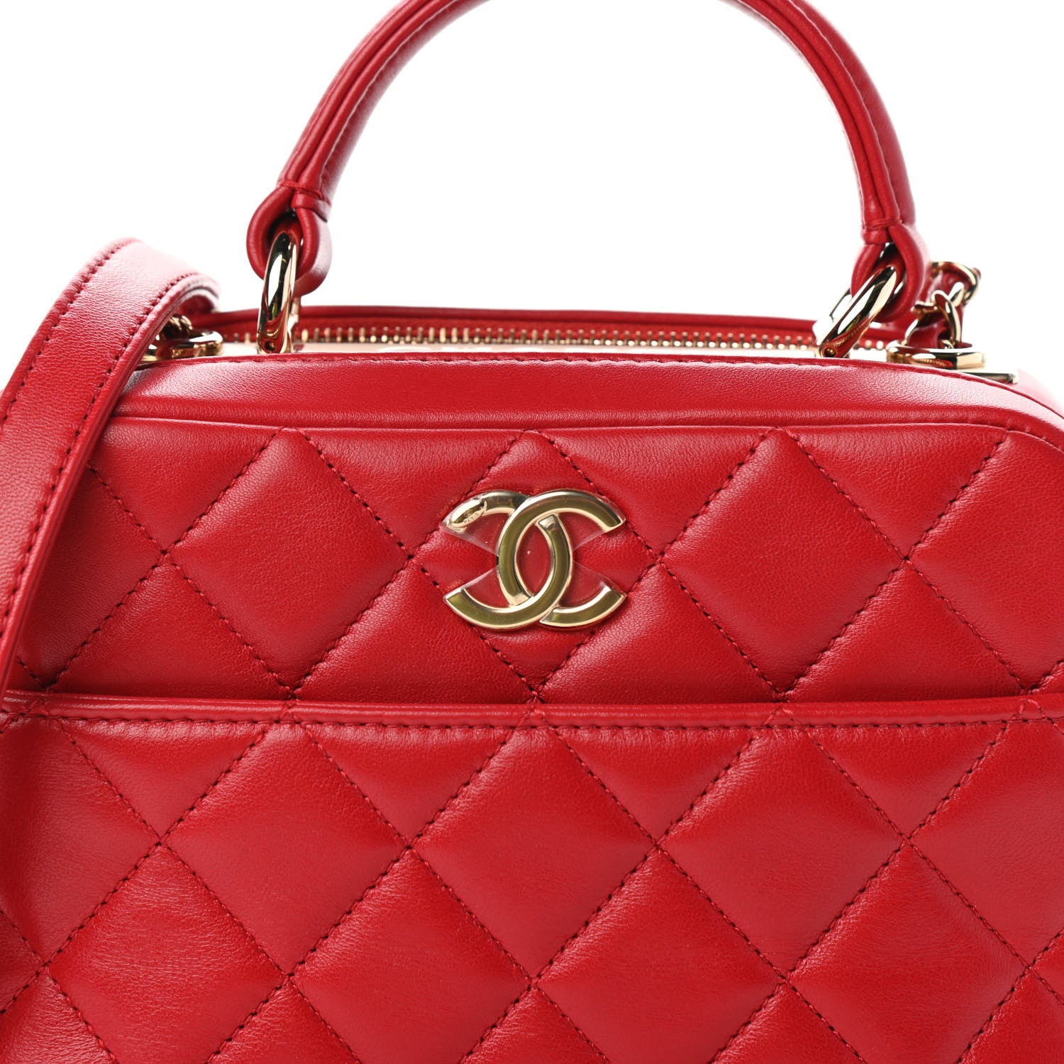 Chanel Lambskin Quilted Small Trendy CC Bowling Bag Red 11 of 12