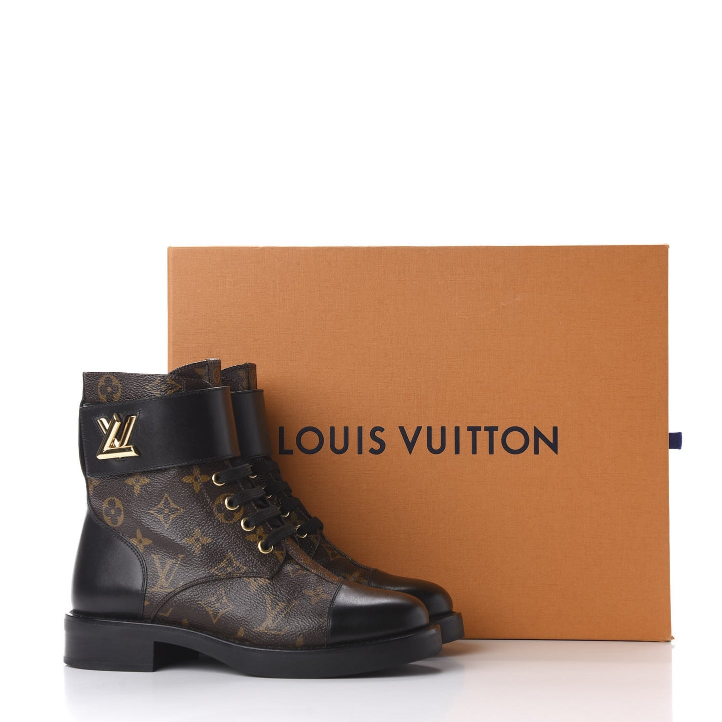 Monogram Calfskin Wonderland Flat Ranger Boots 36 Black