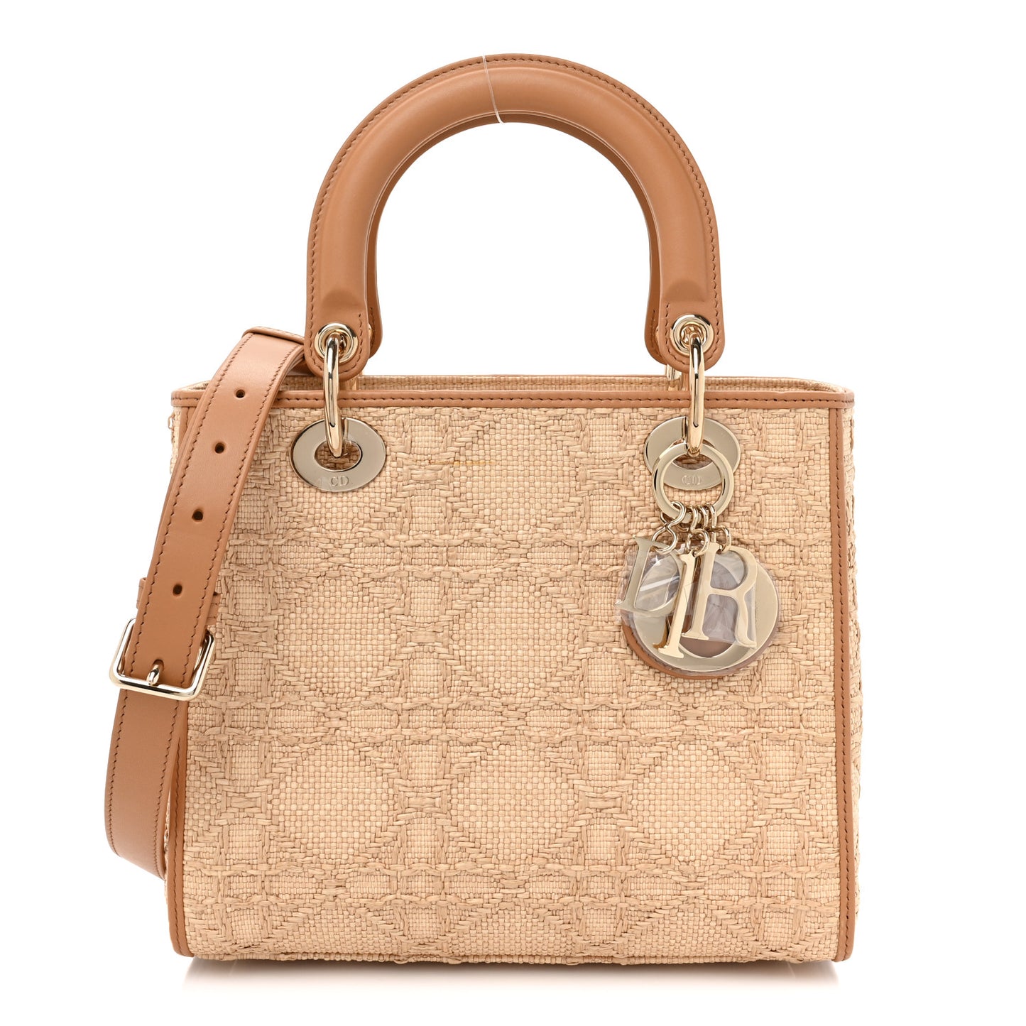 Raffia Medium Lady Dior Bag Beige