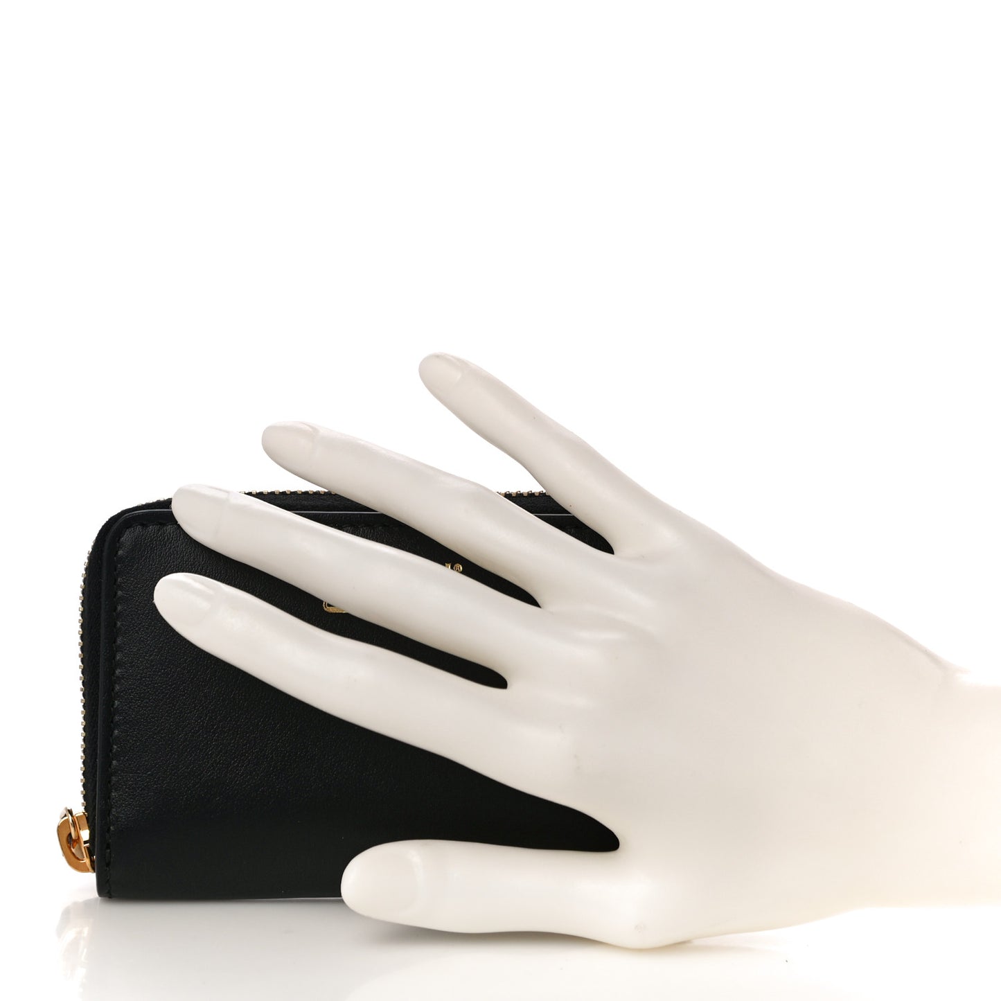 Plutone Calfskin Logo Zip Around Card Case Black