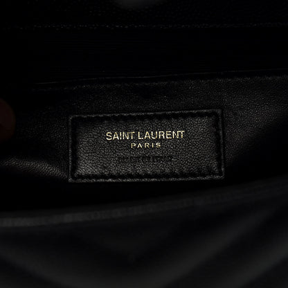 Saint Laurent Grain De Poudre Matelasse Chevron Medium Monogram Satchel Black 6 of 8