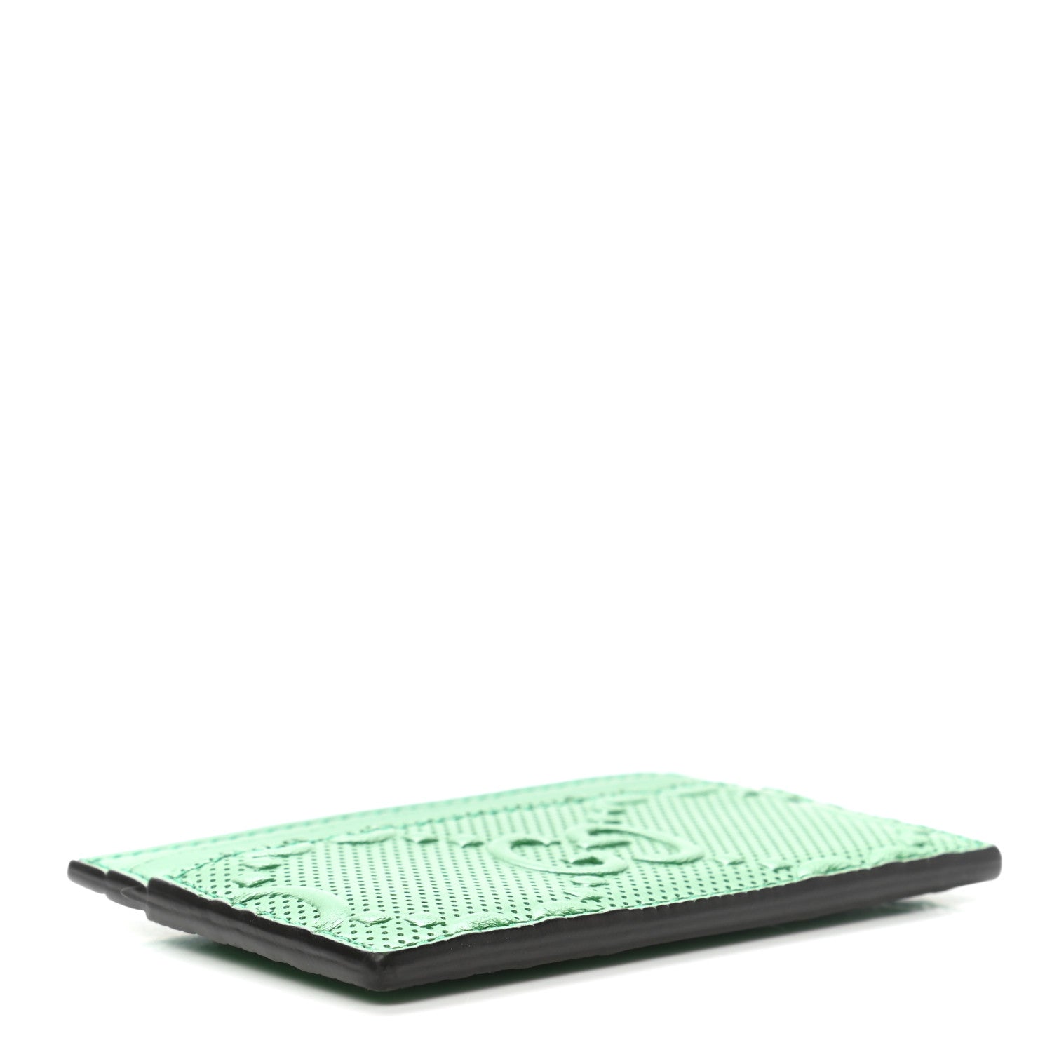 Gucci Calfskin GG Tennis Embossed Card Holder New Shamarock 4 of 6