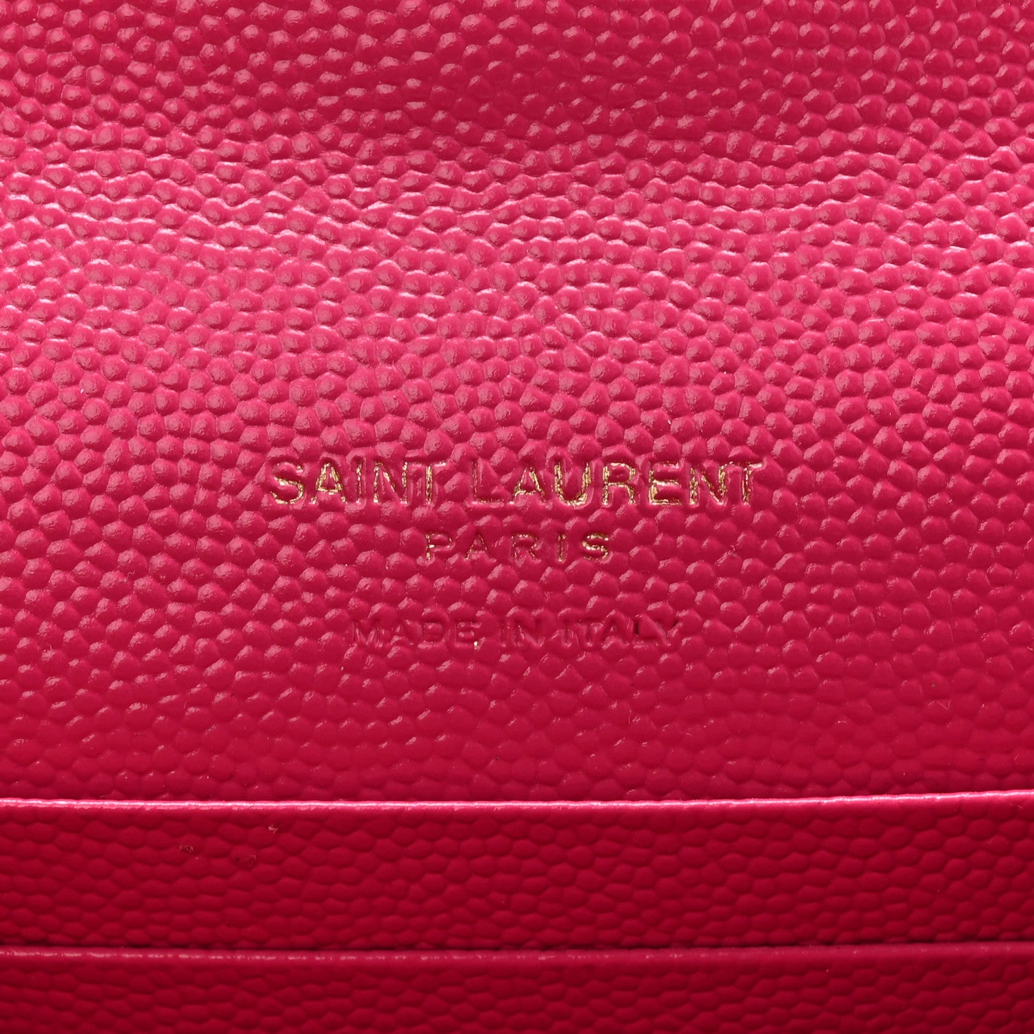 Saint Laurent Grain De Poudre Matelasse Chevron Small Monogram Envelope Wallet Fuxia Couture 7 of 9